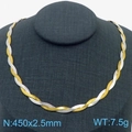 Two-tone twisted snake chain necklace in gold and silver finish, 45cm length - 2.5mm Necklace (KN281961-Z)