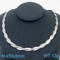 Silver minimalist titanium steel braided snake chain necklace measuring 450mm by 3mm - 3mm Necklace (KN281985-Z)