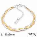 Bracciale a catena piatta intrecciata in tre tonalità: argento, oro e oro rosa - Bracciale 2mm (KB181320-Z) / Multicolore