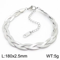 Bracciale a treccia piatta a serpente in argento realizzato in acciaio inossidabile - Bracciale 2.5mm (KB181338-Z) / Argento