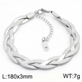 Bracciale a catena piatta intrecciata in acciaio al titanio argento, 180x3mm - Bracciale 3mm (KB181352-Z) / Argento