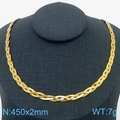Collana a catena serpente piatta intrecciata in acciaio al titanio dorato, 450 mm - Collana 2mm (KN281946-Z)