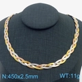 Collana a tre fili intrecciata in acciaio al titanio color oro argento e oro rosa - Collana 2.5mm (KN281970-Z)