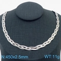 Collana a catena serpente intrecciata in acciaio al titanio argento su supporto nero - Collana 2.5mm (KN281973-Z)