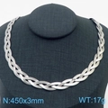 Collana a catena serpente intrecciata in acciaio al titanio argento su manichino - Collana 3mm (KN281991-Z)