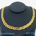 Collana a treccia in acciaio al titanio dorato, 450x3mm, su espositore per gioielli - Collana 3mm (KN281994-Z)