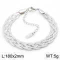 Bracciale intrecciato in acciaio al titanio argento con chiusura a moschettone - 18cm x 2mm / Bracciale Acciaio 2mm