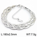 Bracciale a catena serpente intrecciata in acciaio inossidabile argento da 180 mm - 18cm x 2.5mm / Bracciale Acciaio 2.5mm