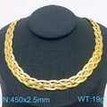 Gold braided snake chain necklace in stainless steel shown on a black mannequin bust - 2.5mm Gold Necklace