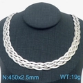 Braided five-strand snake chain necklace in silver steel finish, 450mm long and 2.5mm wide - 2.5mm Steel Necklace
