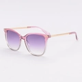 Fashionable square frame sunglasses with transparent pink frame and purple gradient lenses - Gradient Pink Frame Gold Temple Gradient Purple Lens