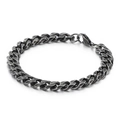 Bracciale cubano vintage in acciaio inossidabile argento ossidato da uomo con chiusura - 9mm di Larghezza Argento Antico (KB130686-Z) / 20cm