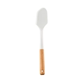White silicone spatula with natural wood handle and hanging hole for kitchen cooking - Spatula