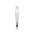 White silicone and stainless steel kitchen food tongs with hanging ring for cookware - Food Clip