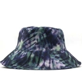 Cappello da pescatore tie-dye colorato con motivo viola e verde in twill di cotone - Regolabile / Tie-Dye Viola Verde Nero