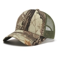 Vista dettagliata del cappellino trucker mimetico con rete verde e visiera curva. - Mimetico Verde Giungla (Colore 6)