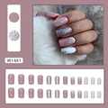 Set di 24 unghie finte quadrate sfumate rosa e argento con finitura glitterata - W1481 Viola Taro Glitter (Tipo di colla)