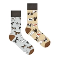 Detail of creative asymmetric cotton socks with colorful cartoon dog jacquard patterns - Dog Party