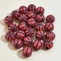 Mix of 10-12mm basketball pattern acrylic beads in brown for DIY jewelry making - 12mm Basketball Red Background Black Line
