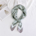 Mint green silk square scarf with golden chain pattern and lavender border detail - 70x70cm / Triple Buckle Green