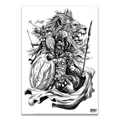 Spartan warrior and lion themed temporary body tattoo sticker in black and white WH-003 - WH-003 Spartan Warrior Lion / 34x48cm (1 Piece)