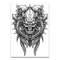Mechanical biomechanical skull temporary tattoo sticker WH-009 with Gothic spine details - WH-009 Mechanical Skull Skeleton / 34x48cm (1 Piece)