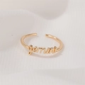Adjustable golden Gemini zodiac ring with elegant cursive script for women - Gemini