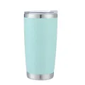 20oz stainless steel insulated tumbler in mint green finish with transparent lid - Blue