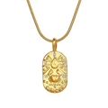 Gold Cancer zodiac oval pendant necklace with crab relief and sparkling zircon inlay - Cancer