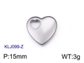 Ciondolo a cuore in acciaio inossidabile argento lucido con intaglio, 15mm 3g KLJ099-Z - Ciondolo a Cuore Cavo Argento 15mm (KLJ099-Z)