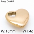Polished heart pendant in rose gold finish with 15mm width and 4g weight - Rose Gold Glossy Heart 15mm(KLJ4906-Z)