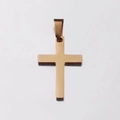 Pendentif croix en acier inoxydable poli miroir en tons or et or rose - 14*21mm / Doré
