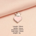 Pink enamel heart crown pendant in silver titanium steel, 19mm DIY jewelry charm - Crown Pink Heart (Steel Color Crown Heart Pink)