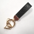 Auto-Schlüsselanhänger mit schwarzem geflochtenem Lederband und goldenen Zinklegierung - Schwarz (Goldene Hardware)