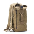 Large khaki canvas travel backpack with side handle and zipper pockets on white background - Upgraded Khaki Small