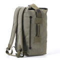 Army green canvas travel backpack with side handle and adjustable shoulder straps - Upgraded Army Green Small