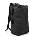 Dark grey canvas roll-top travel backpack with black straps for outdoor and sports - Black Small