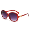 Vintage oval sunglasses in transparent red frame with purple gradient lenses and bow - Wine Red Frame Smoke Grey Lens