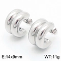 Pendientes de doble aro en forma de C en acero inoxidable plateado pulido (14x9mm) - Pendientes / Color Acero