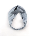 Diadema de seda de mora pura de 19mm en azul grisáceo con diseño de nudo y elástico - Azul grisáceo