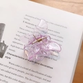 Translucent purple flower hair claw clip for girls, elegant matte acrylic hair accessory - Purple