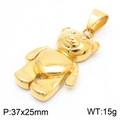 Colgante de panda estilo hip hop de acero inoxidable dorado con ojos de cristal brillante - Colgante de Oso Dorado (KP130472-MZOZ) / Dorado