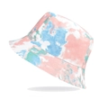 Pastel tie-dye bucket hat in pink and blue cotton canvas for sun protection - Reversible / Colorful Tie Dye