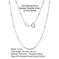 S925 sterling silver beaded cable chain necklace with spring clasp, 1.0mm wide, 50cm long - Curb Bead Chain / 2mm/50cm
