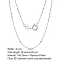 925 Sterling Silver 1.0mm Bead Chain Necklace in Platinum Finish 18 Inches long - Drip Chain / 1mm/45cm