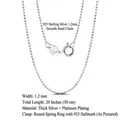 1.2mm 925 sterling silver bead chain with platinum plating and Italy S925 hallmark - Bead Chain / 1.2mm/50cm