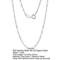 925 sterling silver 1.7mm Figaro chain necklace, 18-inch length with Italy stamp - Figaro Chain / 1.6mm/45cm