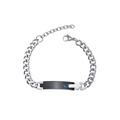 Bracciale di coppia in acciaio titanio con piastra nera, zircone blu e dettaglio croce - Stile Uomo / Nero