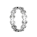 Macro-opname van vintage zilverstalen ring met traditioneel Chinees muntpatroon - US 8 / Zilver