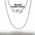 Collana a catena serpente di alta qualità in argento 925 da 1,0mm 40cm in oro bianco - Catena a Serpente Tonda (1mm) / Argento 925 / 40cm (Solo Catena) / Argento